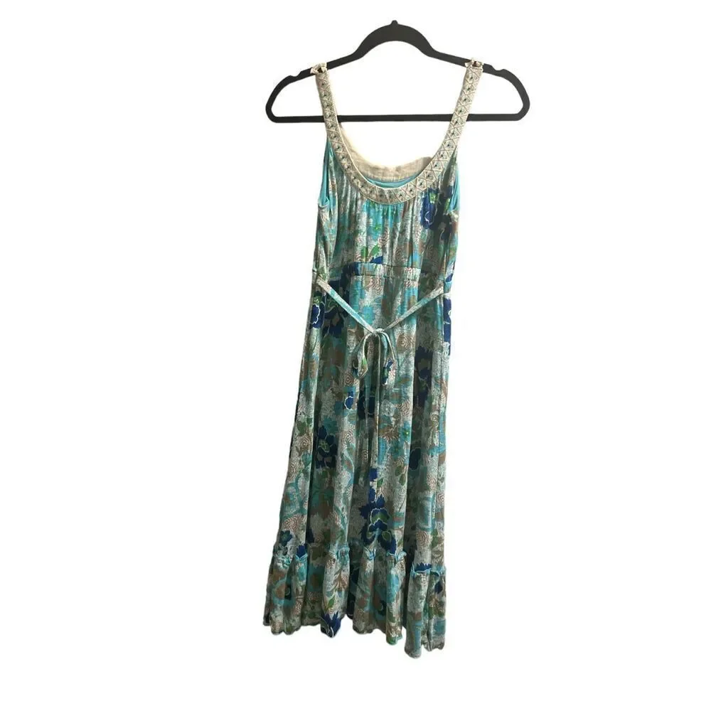 ✨Free People Beaded Neckline Jersey Floral Dress Size Small✨